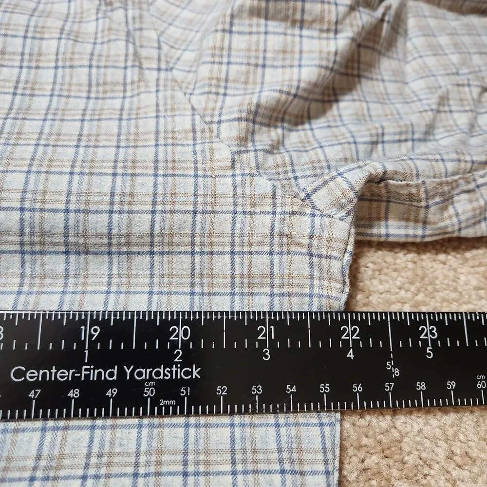 David Donahue Button Up Shirt Men 16 M/L Gray Plaid Long Sleeve Fusion